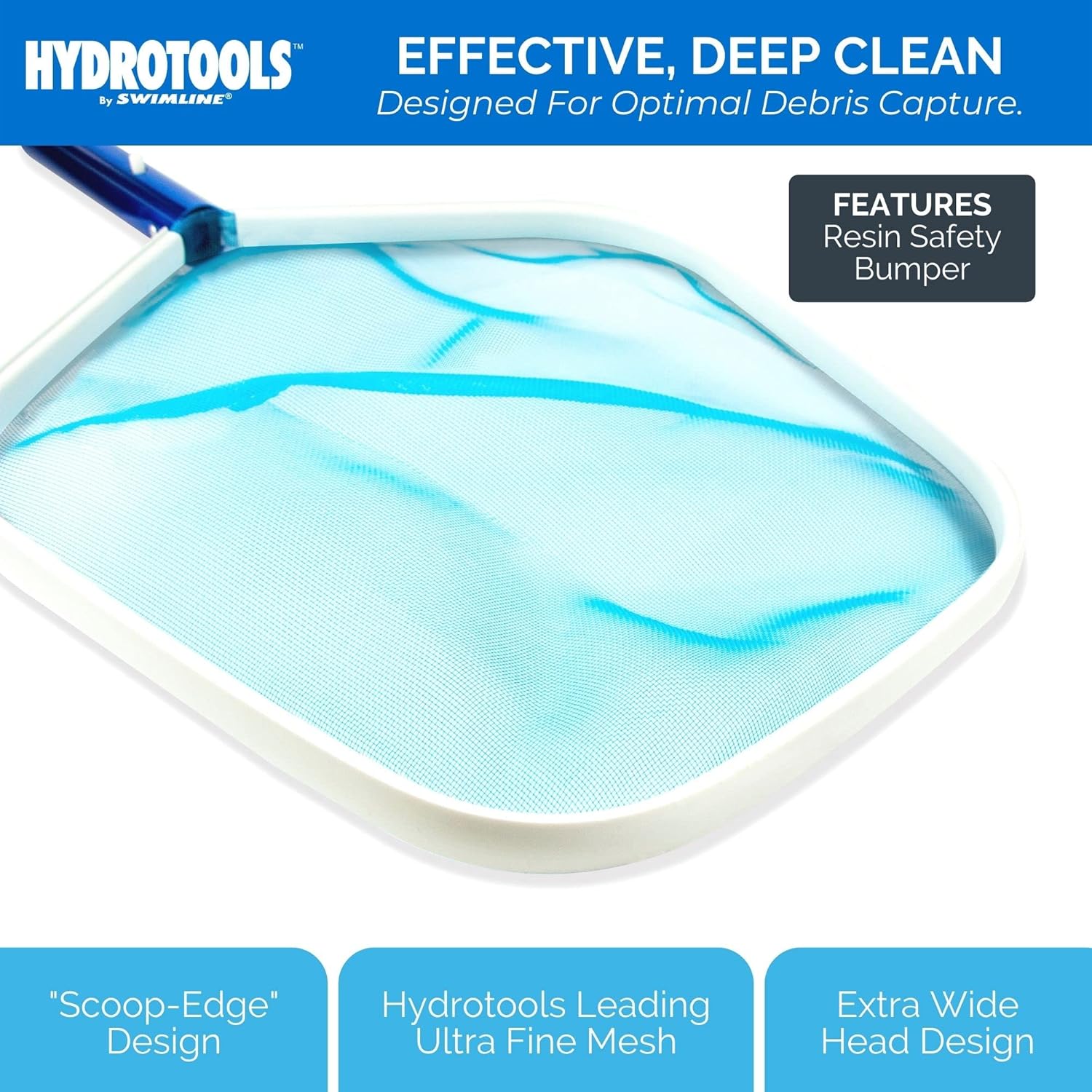 Swimline HYDROTOOLS 8028 Premium Aluminum Leaf Skimmer Net Head Cleaner | For Swimming Pool Spa Fountain Pond Hot Tub | Leaves Bugs Debris Fine Cleaning Maintenance | Heavy Duty Extra Large