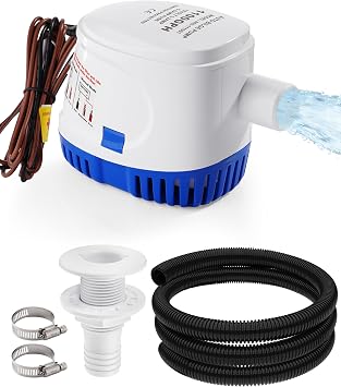 12V Automatic Boat Bilge Pump Kit, 1100GPH DC Marine Pump w/Float Switch