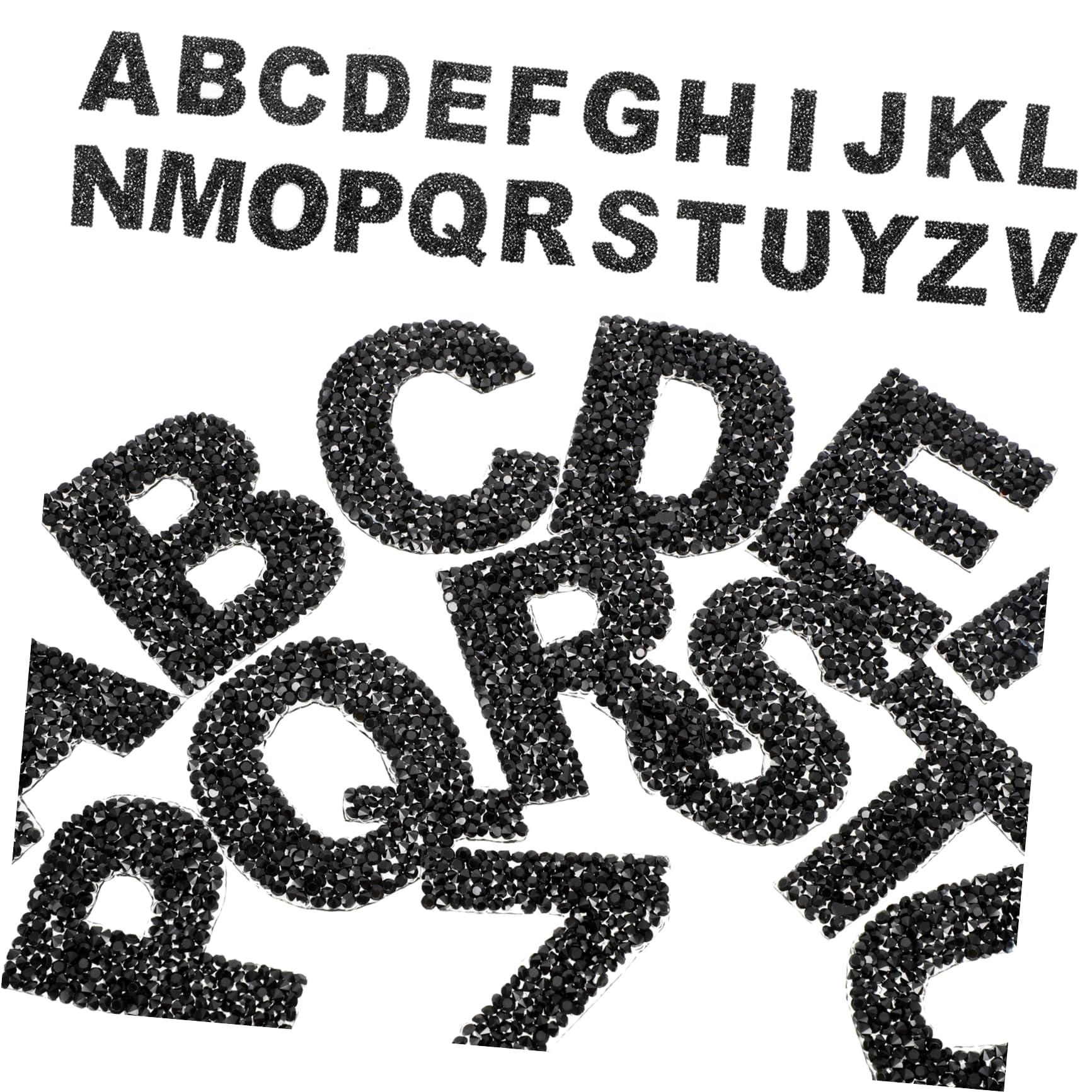 Autocollants alphabet strass à repasser écusson lettre thermocollante vêtement