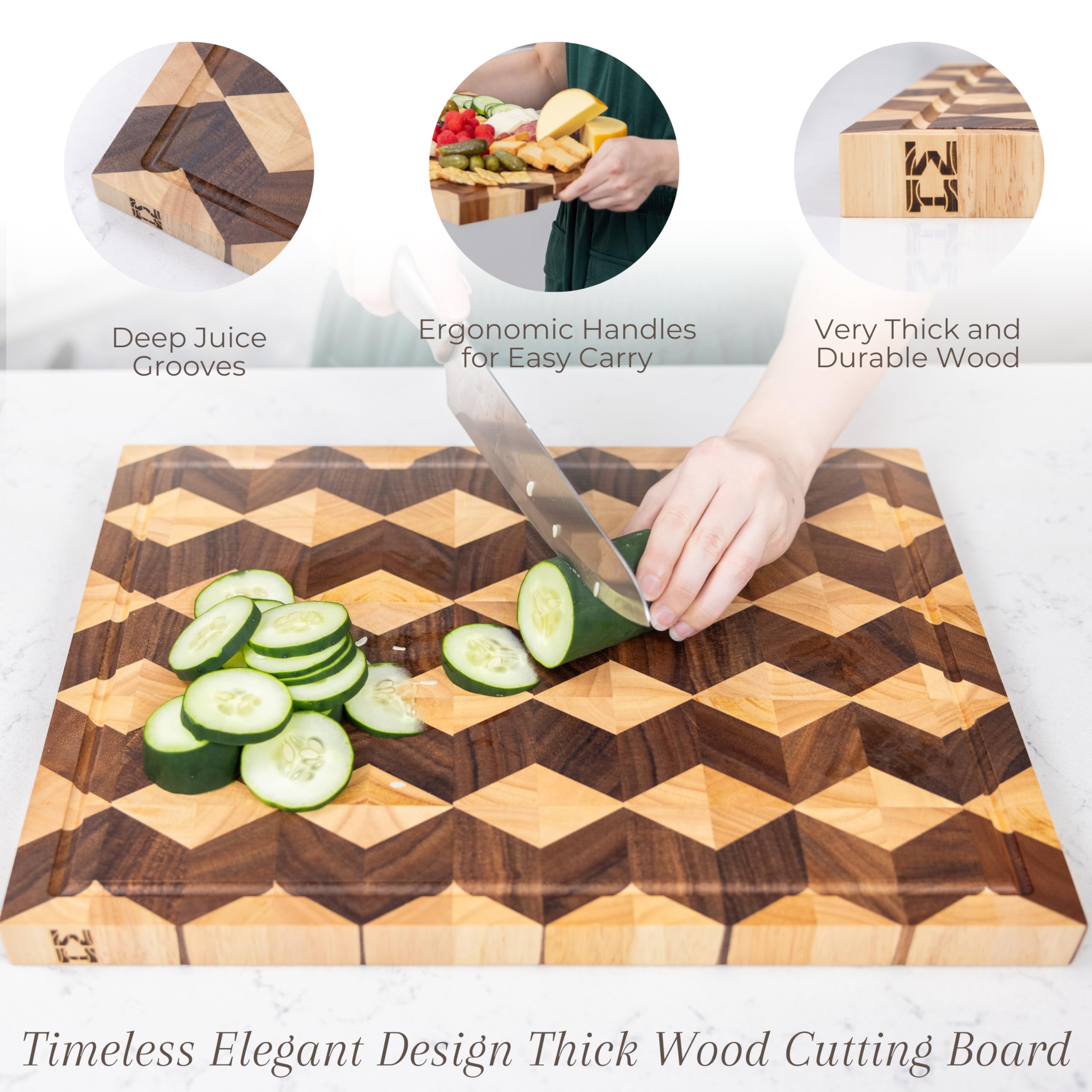 Tagliere 3D fatto a mano in legno di noce, 38,1 x 28,9 x 2,5 cm, tagliere per salumi/formaggi, gadget da cucina
