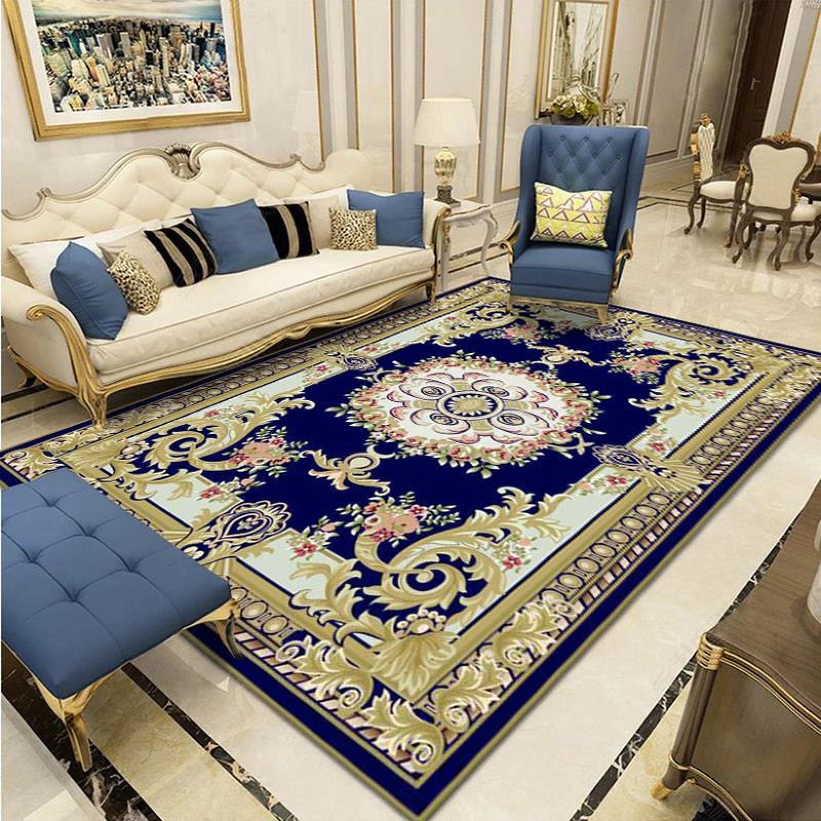 Tapis géométrique ethnique résistant pour protéger le sol de la cuisine des éclaboussures