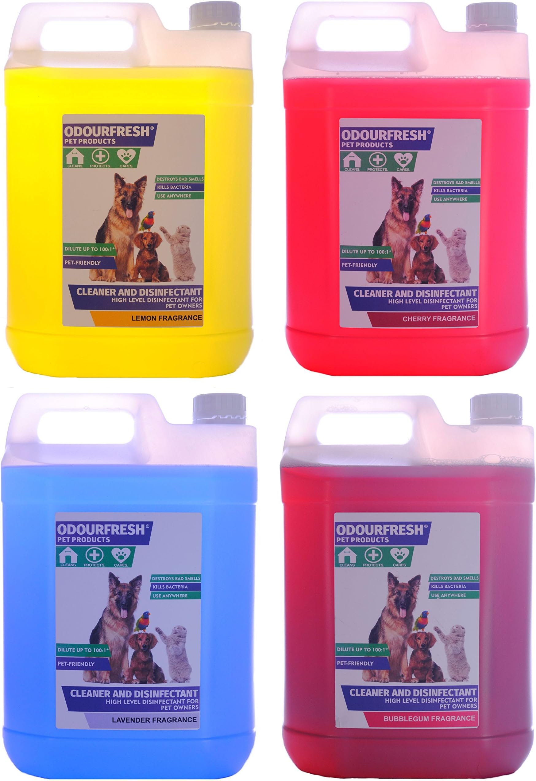 Odourfresh 4x5L Pet Disinfectant/Kennel Deodoriser - Choose your own fragrances - 12 Available! Suitable for Dogs, Cats, Horses Rodents and More