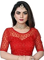Sumaira Tex Women’s Silk Blend Solid Frill Sleeve Regular Blouse (Shipli Patti Red 38)