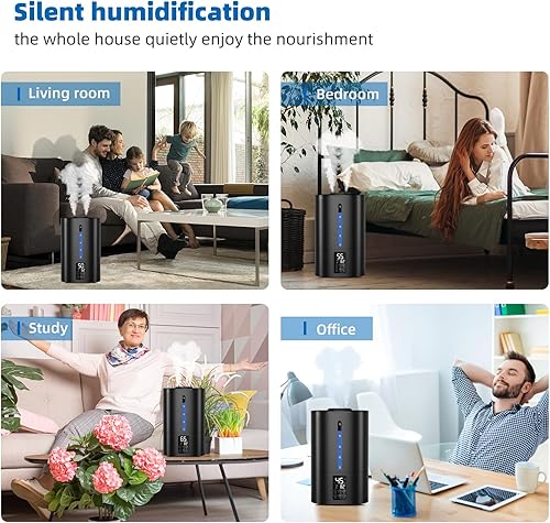 Miniatura 9 de Humidificadores de 5.2L para dormitorio, habitación grande, hogar, humidificadores frescos y cálidos para plantas, humidificadores de escritorio de