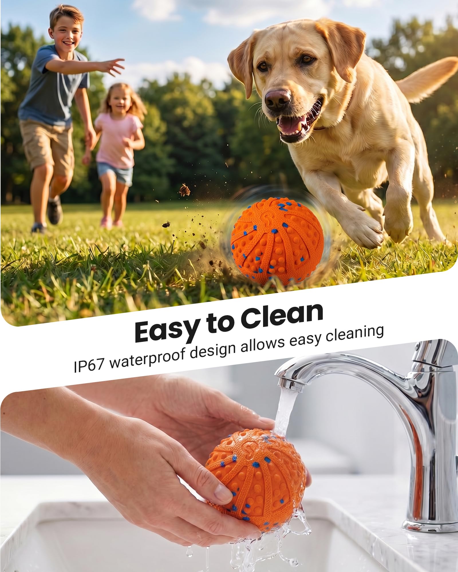 Juguetes interactivos para perros con protuberancias amigables con los dientes, 3 modos, material ETPU | Bolas interactivas automáticas recargables para perros medianos y grandes para mantenerlos ocupados