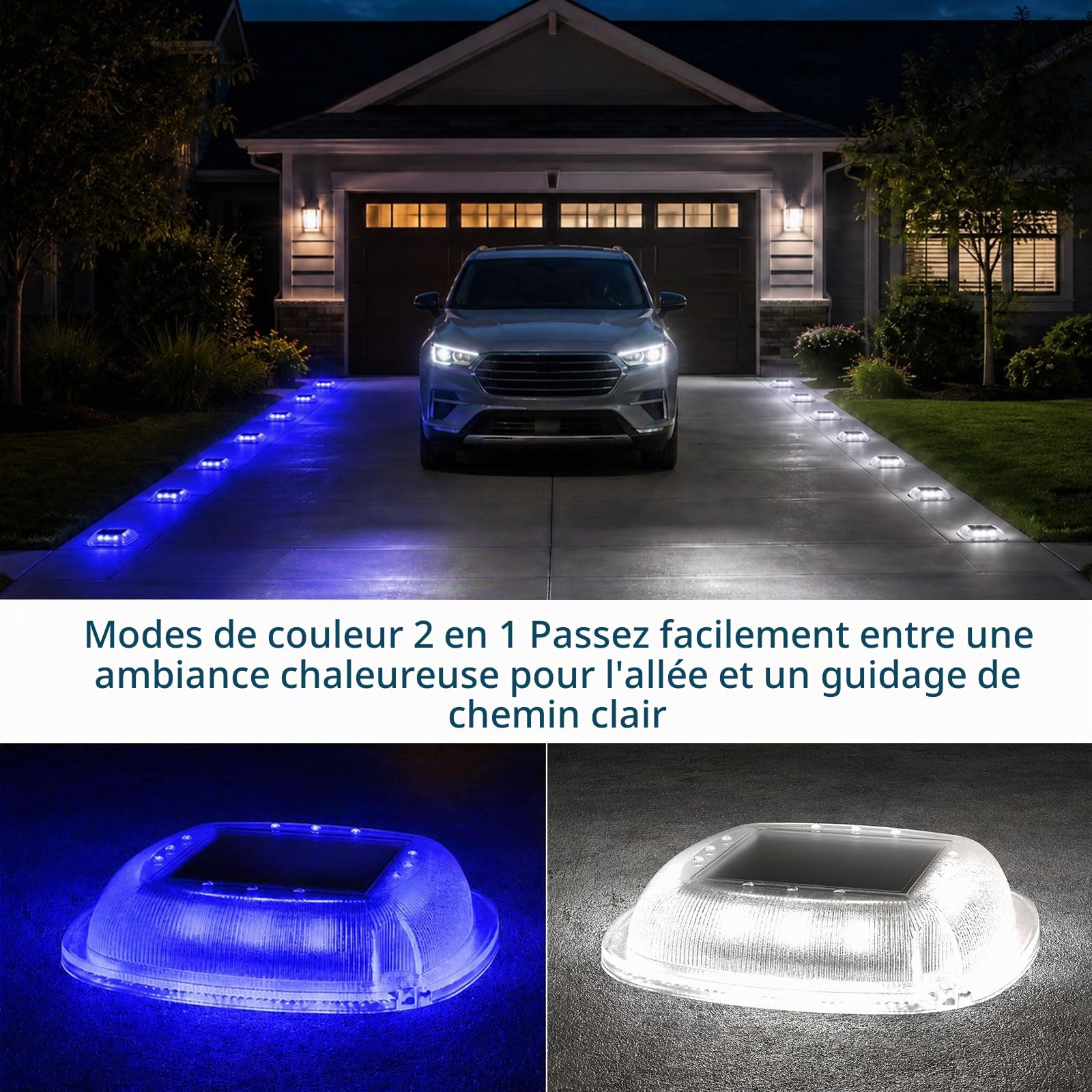 Lampe Solaire Exterieur, Lumiere Solaire Exterieur avec 2 Couleurs