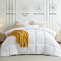 Vista 2 de L LOVSOUL Edredón de plumón alternativo tamaño King extragrande, 120 x 98 pulgadas, poliéster, blanco, para todas las estaciones, diseño de costura