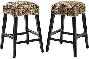 Crosley Furniture Edgewater Backless Counter Stool Set (Set of 2) - Natural Wicker