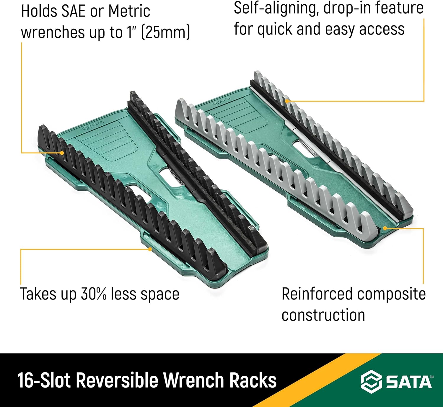 SATA 16-Slot Reversible Wrench Racks, SAE and metric, 2-Pack - ST95411