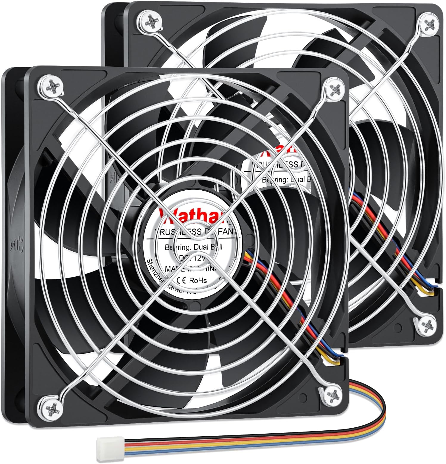 Wathai 120mm x 25mm 4Pin 12V Computer Case Fan DC Brushless Cooling Fan High Speed Replacement for Desktop PCs Case, AIO GPU Coolers