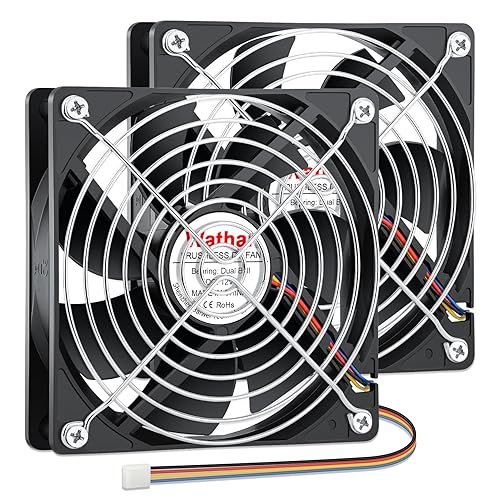 Wathai Ventilador de caja de computadora de 4.724 in x 0.984 in, 4 pines y 12 V, ventilador de enfriamiento sin escobillas de CC, reemplazo de alta