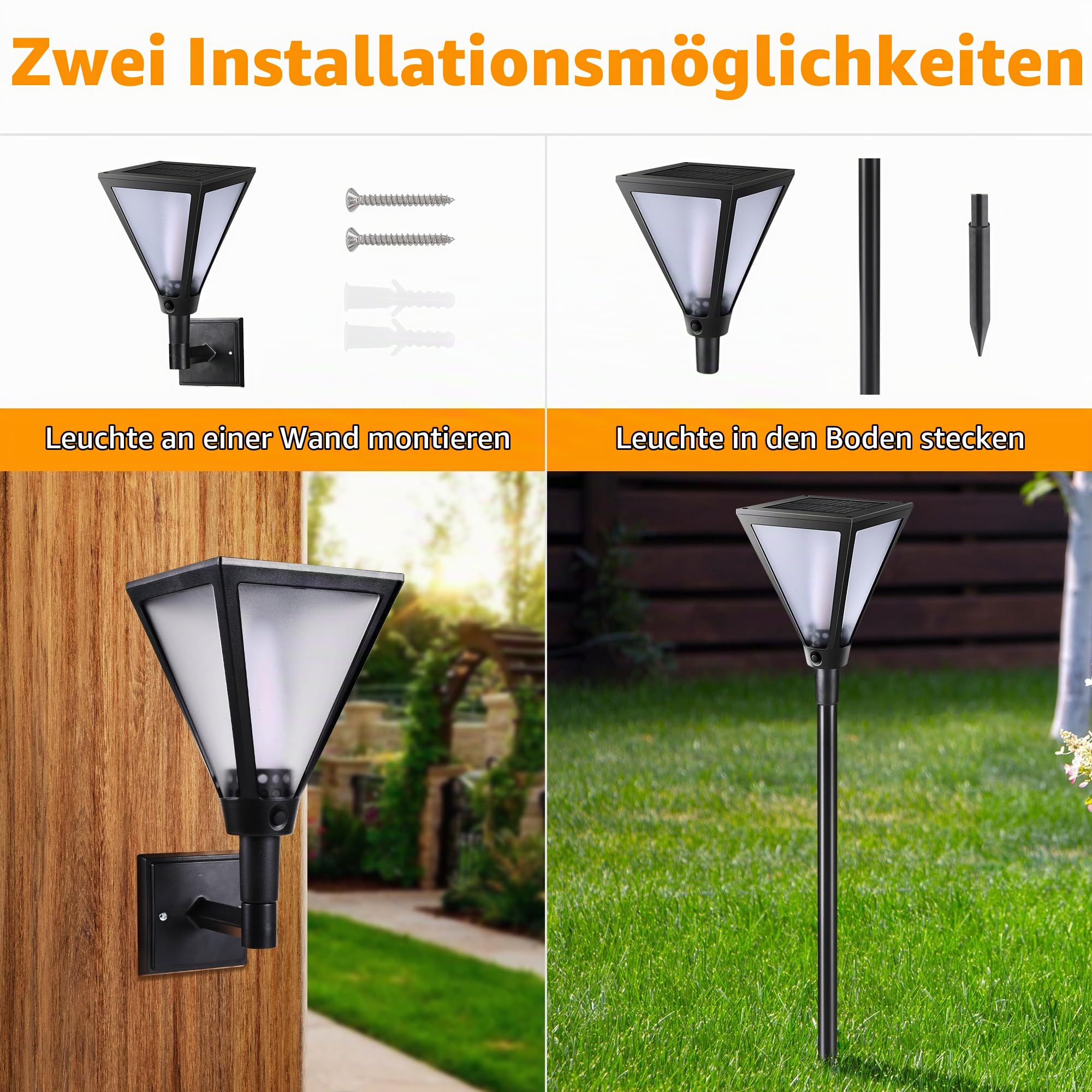 Joomer Solarlampen für Außen mit Realistischer Flammeneffekt 2 Stück 28LED | Solarleuchten für Außen Garten IP65 Wasserdicht Gartenfackeln für Draußen Solar Garten Rasen Auffahrt Gartenweg Deko