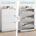 BORNOON Cabinet de chaussures avec 3 Tiroirs à bascule, Armoire de rangement de chaussures minces, Organisateur de chaussures autonome avec réglable & Étagères amovibles, plateau d'affichage supérieur pour entrée, hall, foyer, placard