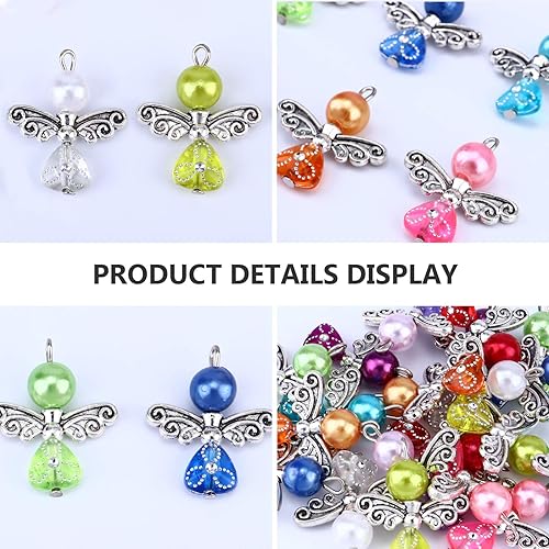 Miniatura 4 de Abaodam 20 piezas de dijes de ala de ángel colorido colgante de perlas perlas fabricación de joyas DIY accesorios para collares, pulseras y aretes