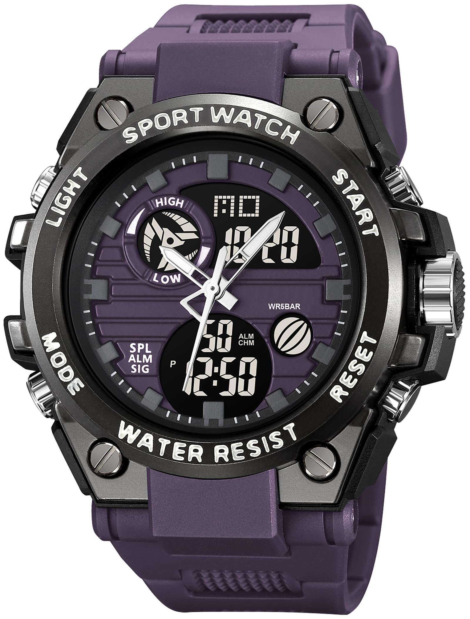 findtime Orange - Reloj de pulsera militar para hombre, resistente al agua, analógico, digital, diseño colorido, reloj de exterior, alarma, cronómetro, para hombres y jóvenes
