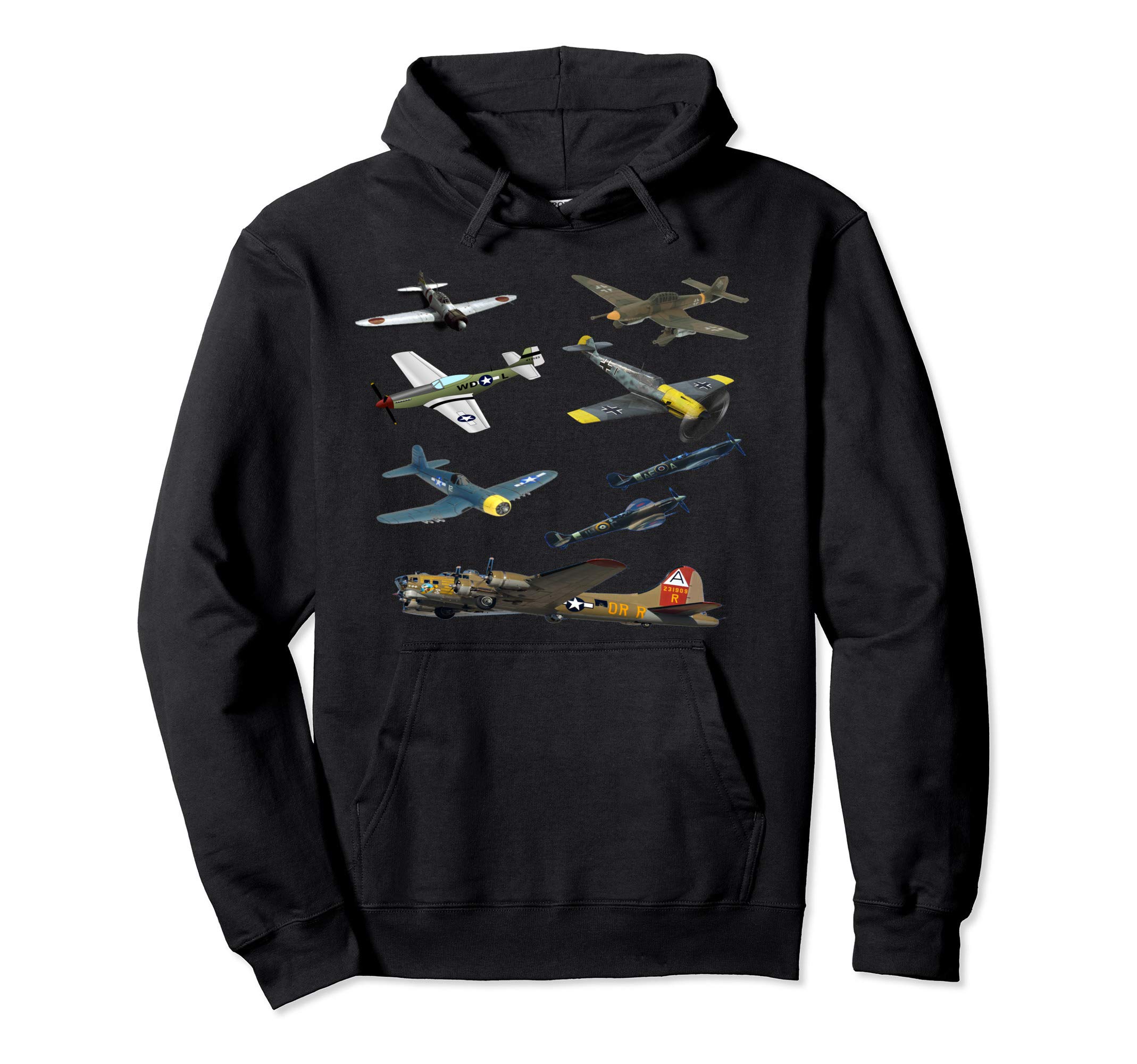 Military F&L Design Co.WW2 Planes Warbirds P51 Mustang Spitfire Messerschmitt Pullover HoodieOEKO-TEX STANDARD 100