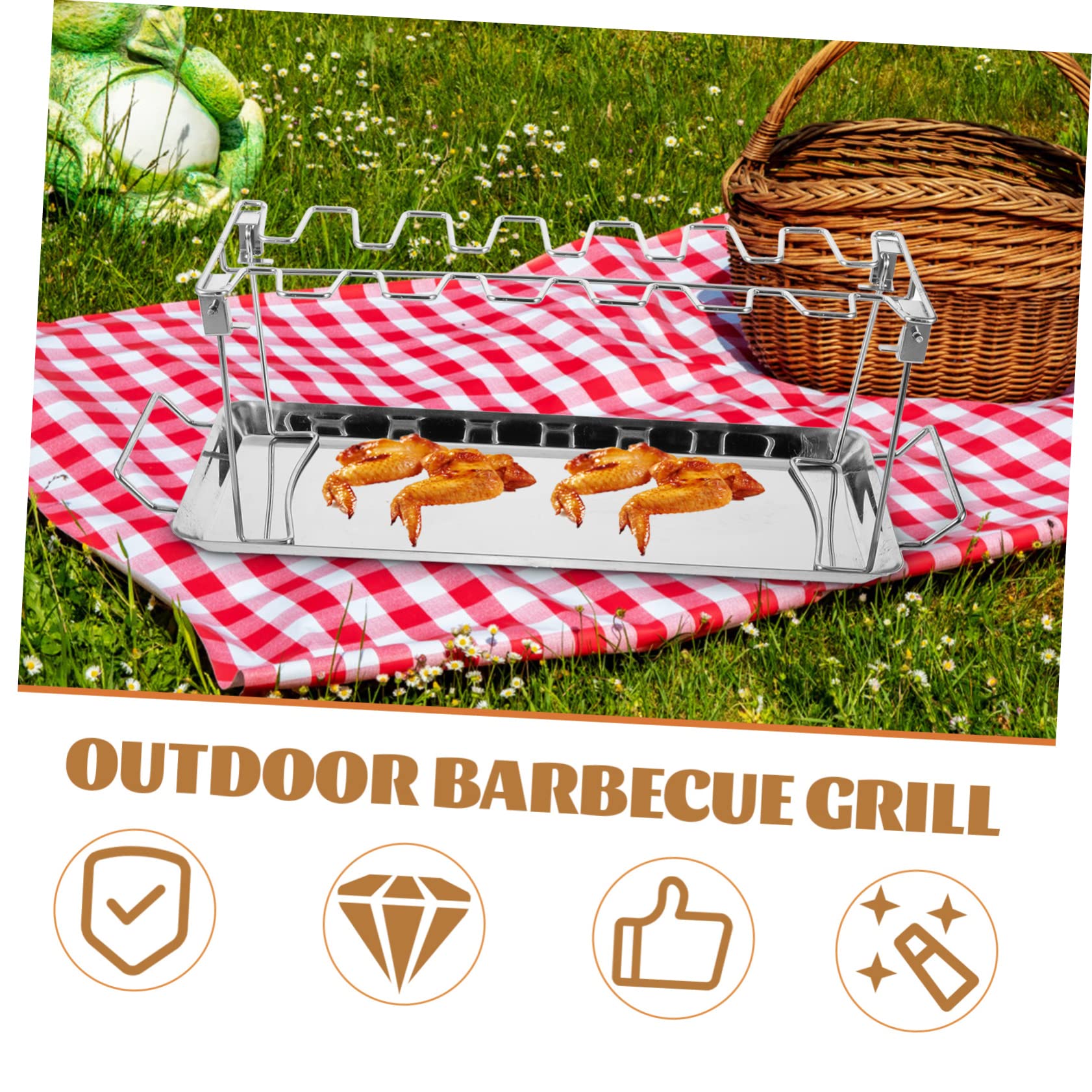 Toyvian Barbecue in Acciaio Inox Di Forchette Per Grigliare Vassoio Per Arrostire Supporto Per Cosce Di Pollo Forchette Per Tacchini Spiedini Portatili Per Bistecche Per Affumicare Leccard