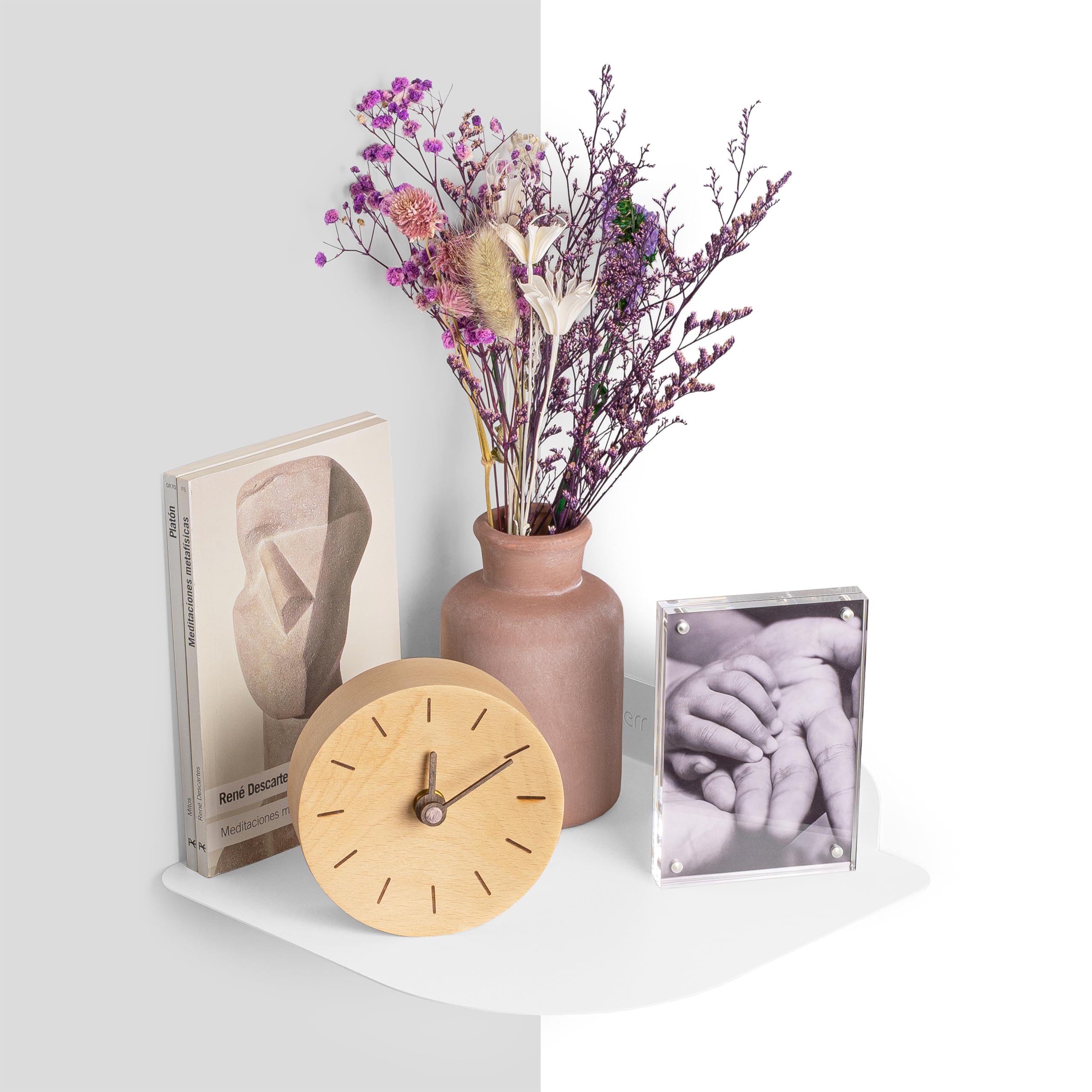 Balda esquinera metálica Flotante de Pared para salón, Cocina, baño y Entrada • Estantería de Esquina Invisible para Plantas y Libros • Repisa rinconera de Metal Minimalista para recibidor