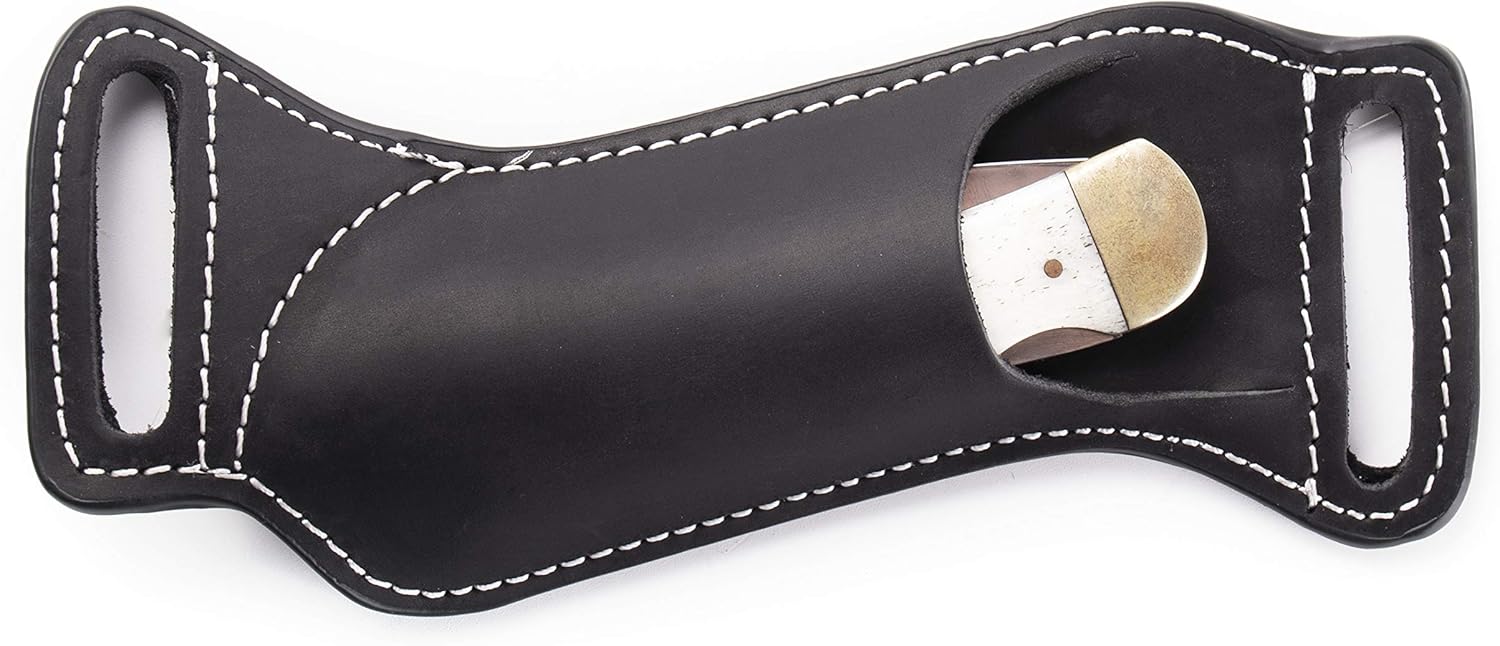 Gentlestache Leather Knife Sheaths for Belt, Pocket Knife Holder, EDC
