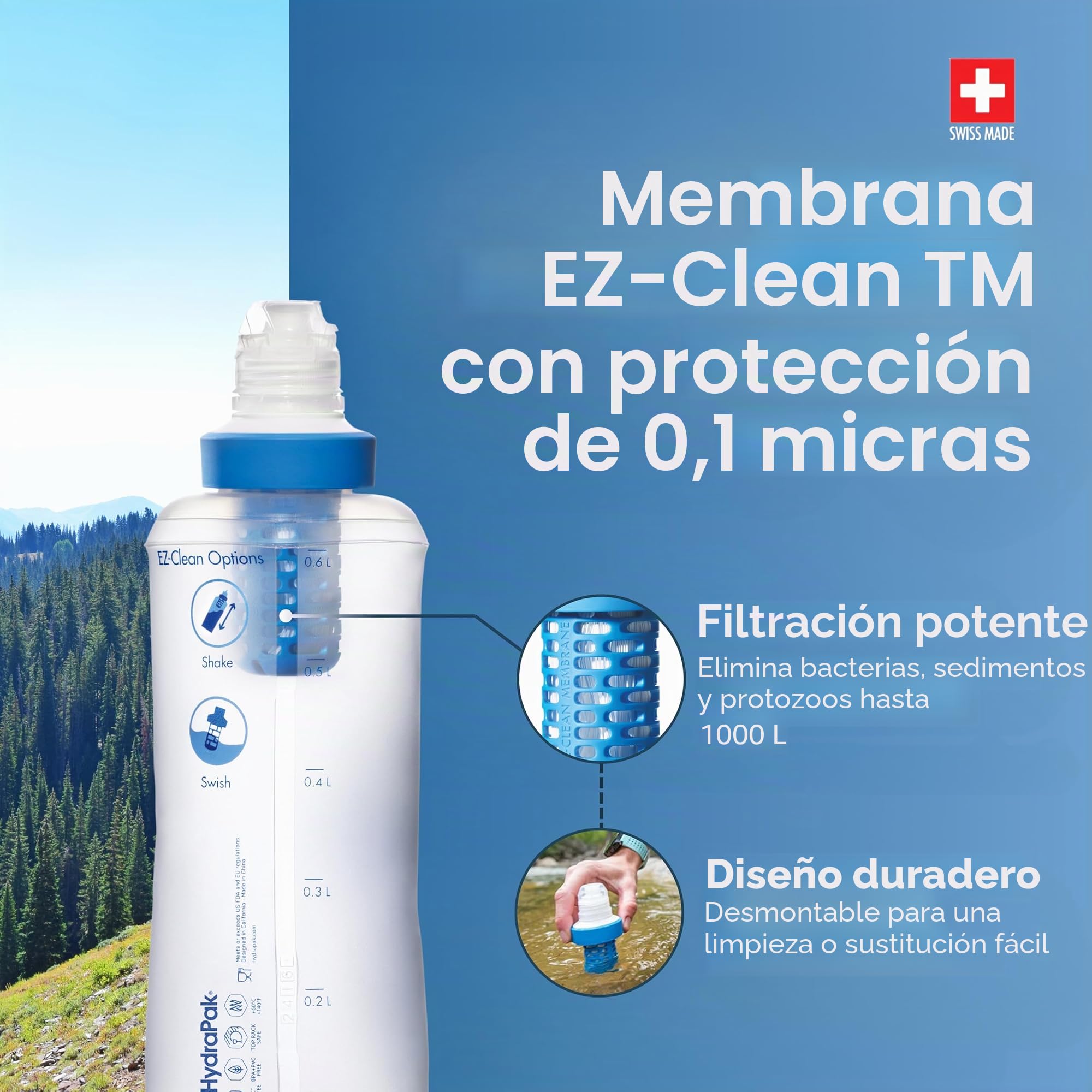 Katadyn BeFree - Filtro de agua de 0,6 L, flujo rápido, membrana EZ Clean de 0,1 micras para deportes de resistencia, camping y mochileros