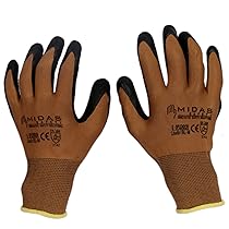 TheCoolio Midas Safety Brown Shell with Black Crinkle Finish Latex Coating Glove (Medium), Pack of 1 Pair
