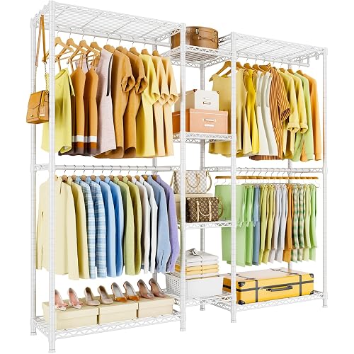 Ulif E4 Clothes Rack, Heavy-Duty Garment Rack Can Be L-Shaped Closet, White