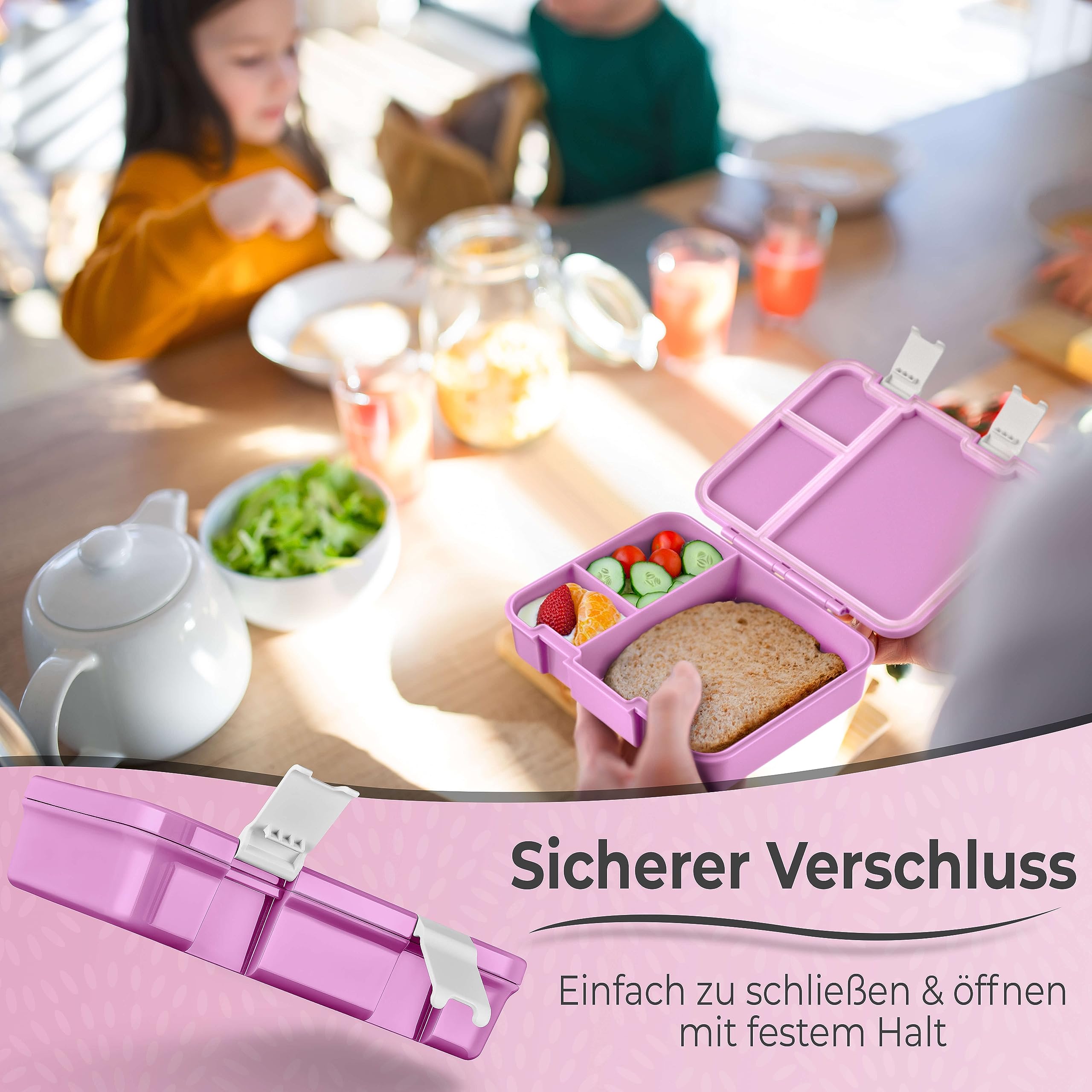 My Vesperbox® Brotdose für Kinder mit Fächern [JIN] - Lunchbox mit Trennfächern - Bento Box - Jausenbox - Brotzeitbox für Schule & Kindergarten - Vesperdose für Jungen & Mädchen