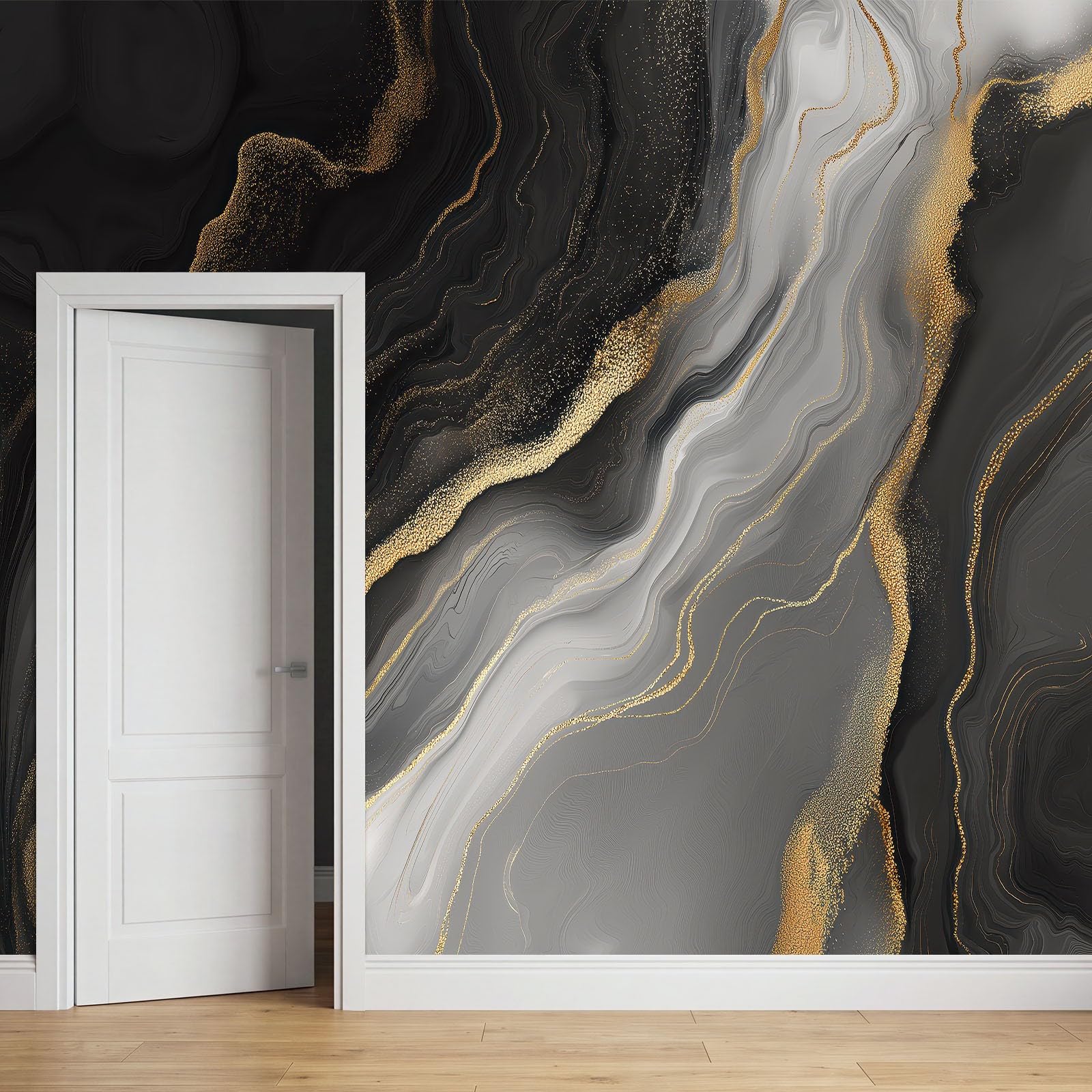 Générique 400 x 280 cm Panoramiczna tapeta abstrakcyjna tekstura 3D złoty marmur design, dekoracja ścienna do zdjęć, tapety z włókniny dekoracja ścienna salon sypialnia, szary
