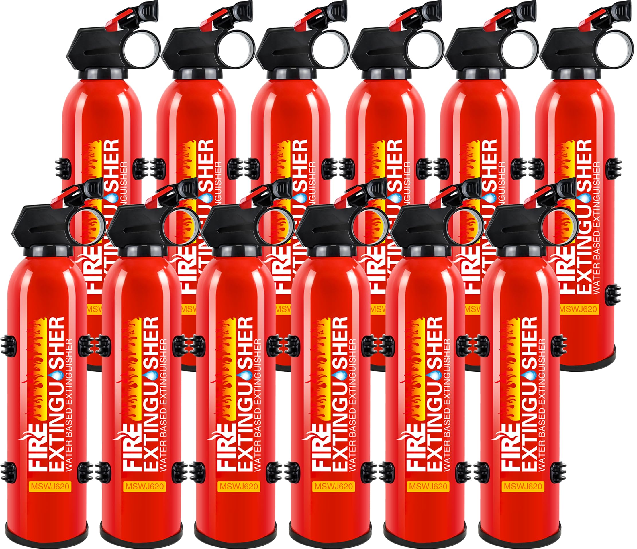 12 Pack 620ml Water-Based Fire Extinguishers Class A B C K With Mount Bracket