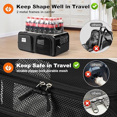 Miniatura 5 de Transportador de mascotas expandible de 19 x 13 x 9 pulgadas, aprobado por la TSA, para perros pequeños, cachorros, gatos de hasta 10 libras de peso