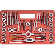 Anfrere 40pcs SAE Tap and Die Set, SAE Standard Rethreading Tool Kit