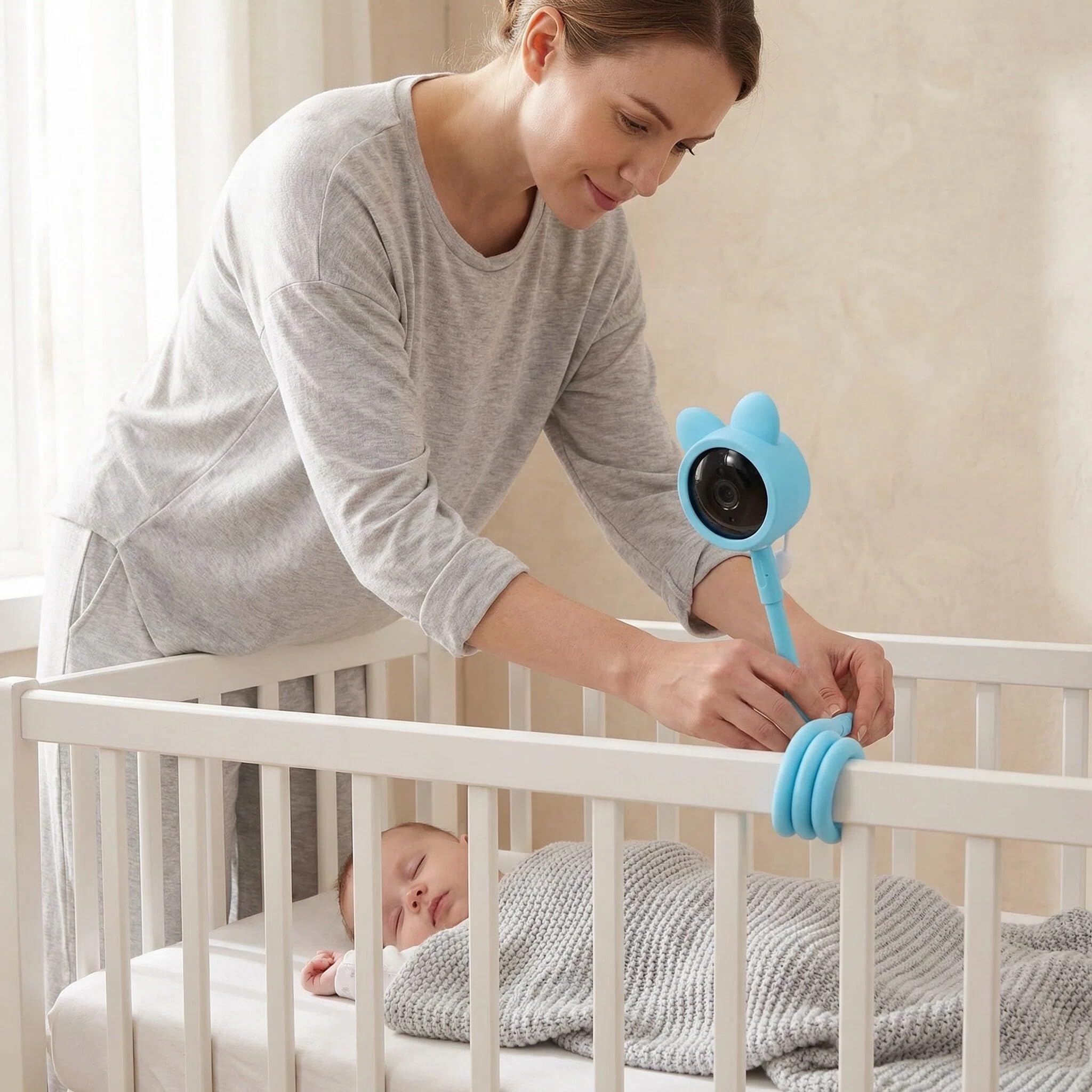 Luocute Monitor Dziecka z Aparatem i Audio, 1080p HD WIFI Camera z Głosem Interkomu na Dwustronne Rozmowy, Inteligentny Monitorowanie Dźwięku, Aplikacja Mobilna, Manualna Patelnia
