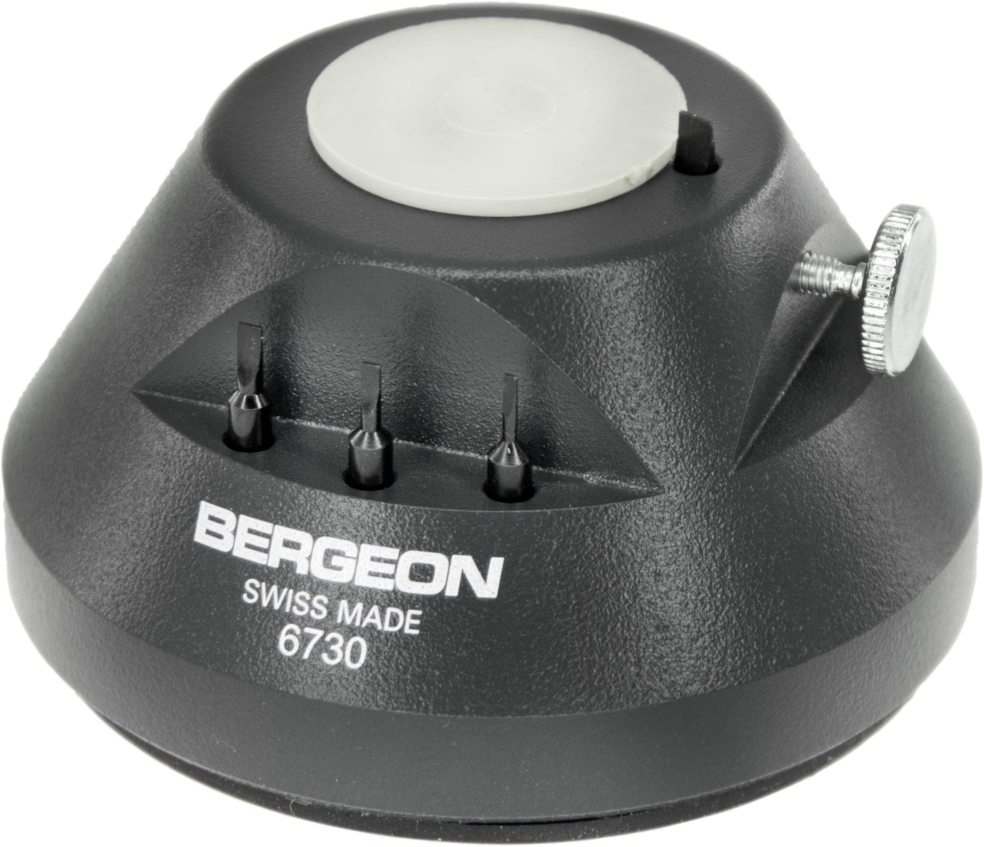 Bergeon 6730 Sockel, zum Schrauben und Entschrauben von Uhrenarmbändern, Stiftentferner, mit 4 Schraubendreherklingen, Werkzeug für Uhrmacher
