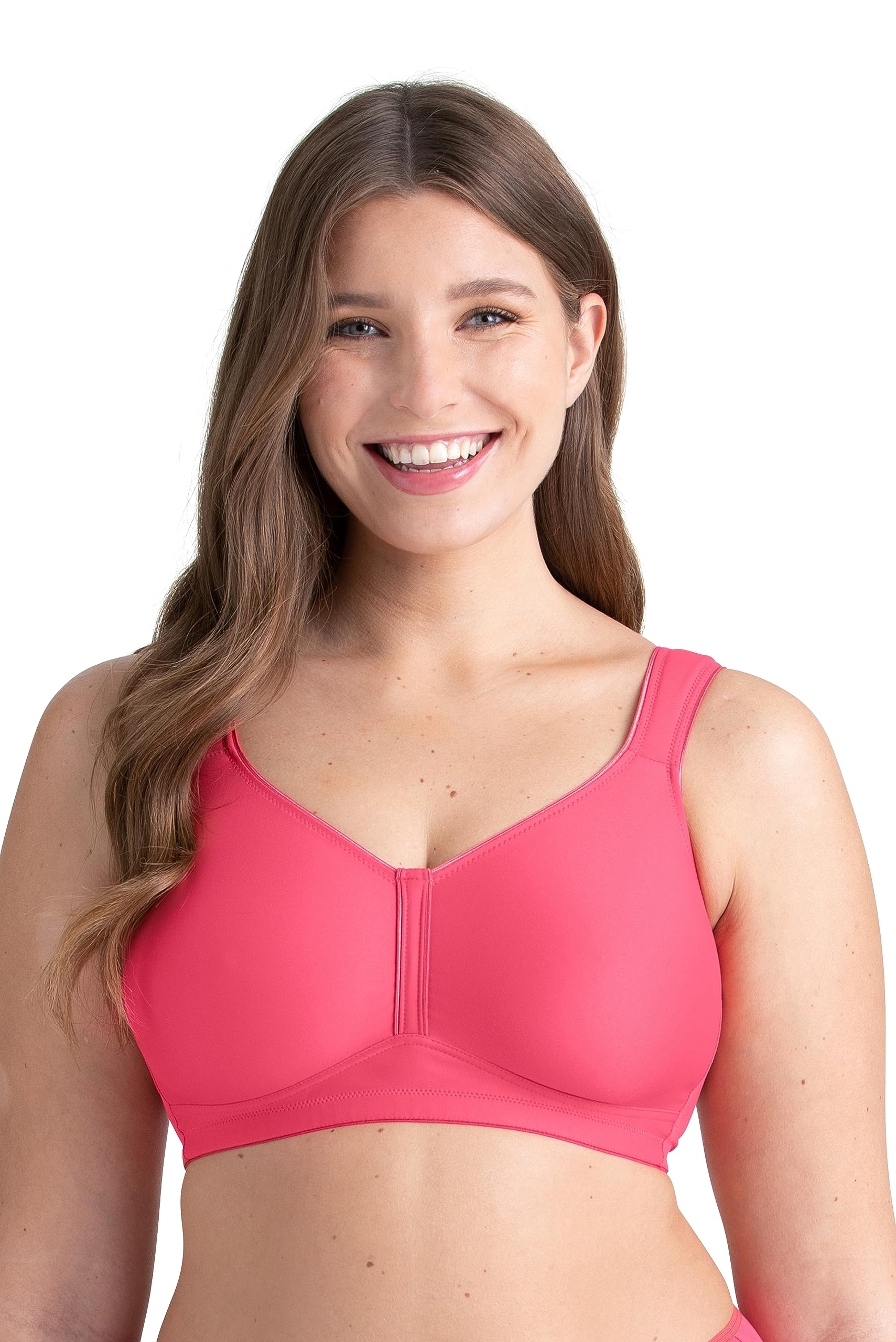Miss Mary Of Sweden Women's Pink Feel Fresh Non-Wired T-Shirt Bra – Unpadded Moulded Full Cups, Breathable & Moisture-Wicking 40Dd Coral