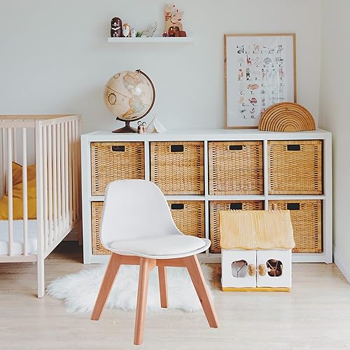 Miniatura 4 de PJCOLL Juego de 2 sillas de comedor pequeñas, silla para niños, asiento tapizado simple con patas de madera para comedor, sala de estar, dormitorio,