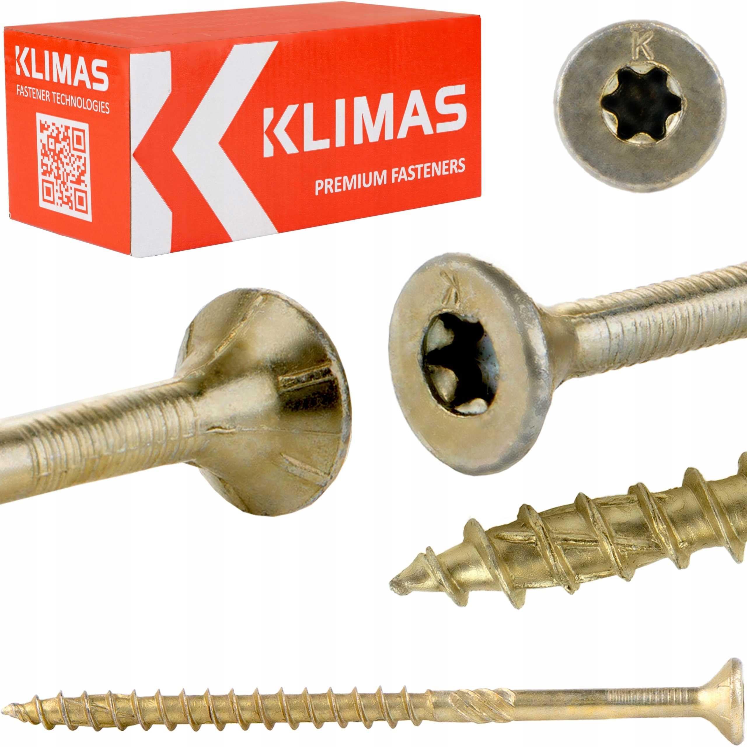 KLIMAS Tornillos de cabeza avellanada TX30, 100 unidades, 6,0 x 260 mm, todos los tamaños