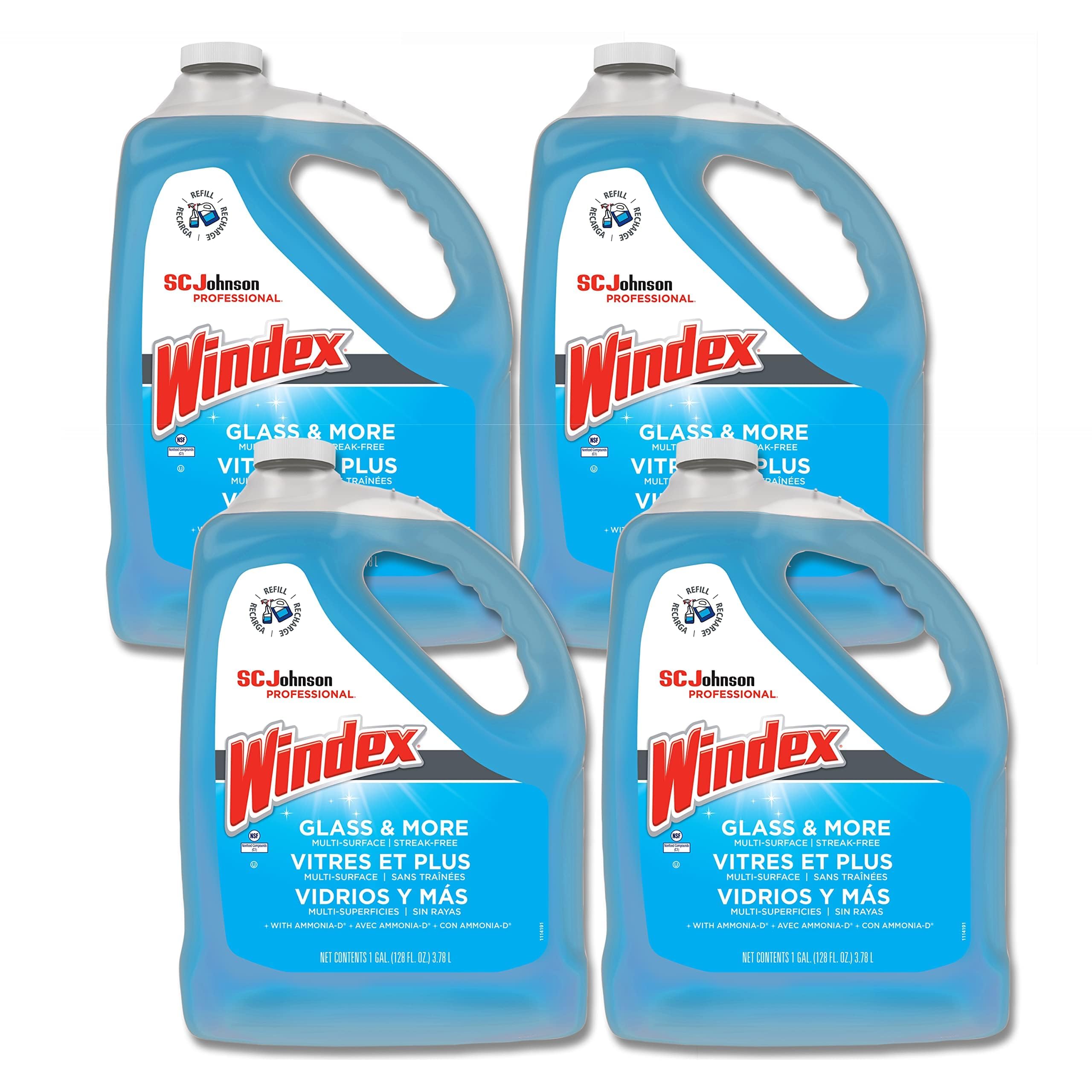 Windex Glass and More Multi-Surface Cleaner, Windex Glass Cleaner Refill, Multi Surface Cleaner, 128 fl. oz. Bottles, 4 Count, for Professional Use Only