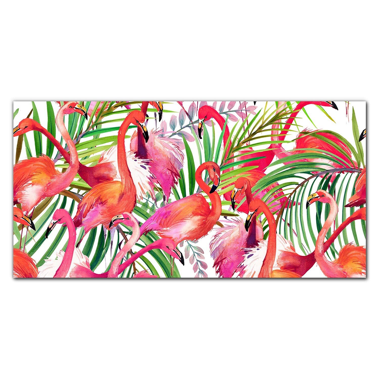 Crédence de cuisine adhésive 140x70cm avec fond de hotte feuilles de flamants