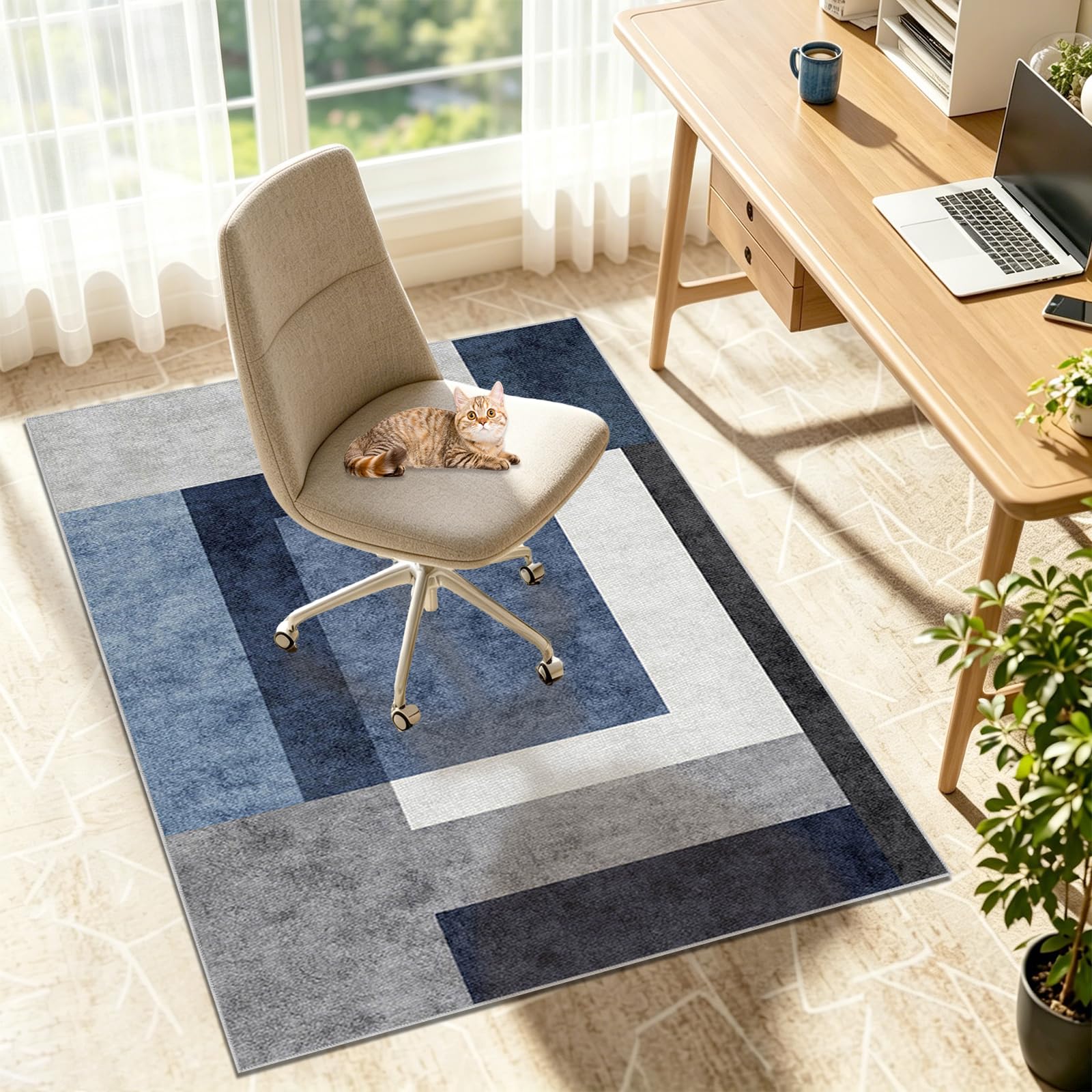 TFEHXYZU Hard Floor Protector Mat for Office Chair Office Chair Mat for Hardwood Floors Non-Slip Heavy Duty Computer Desk Chair Mat for Home Office Chair Carpet Protector Mat Desk Floor Mat 70x80cm