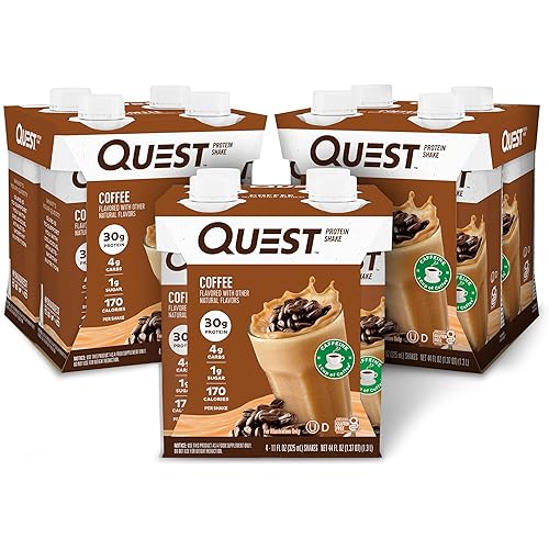 Quest Nutrition Ready to Drink Coffee Protein Shake, 30g Protein, 4g Carb, 1g Sugar, Gluten Free, Keto Friendly, 4 Count (Pack of 3)
