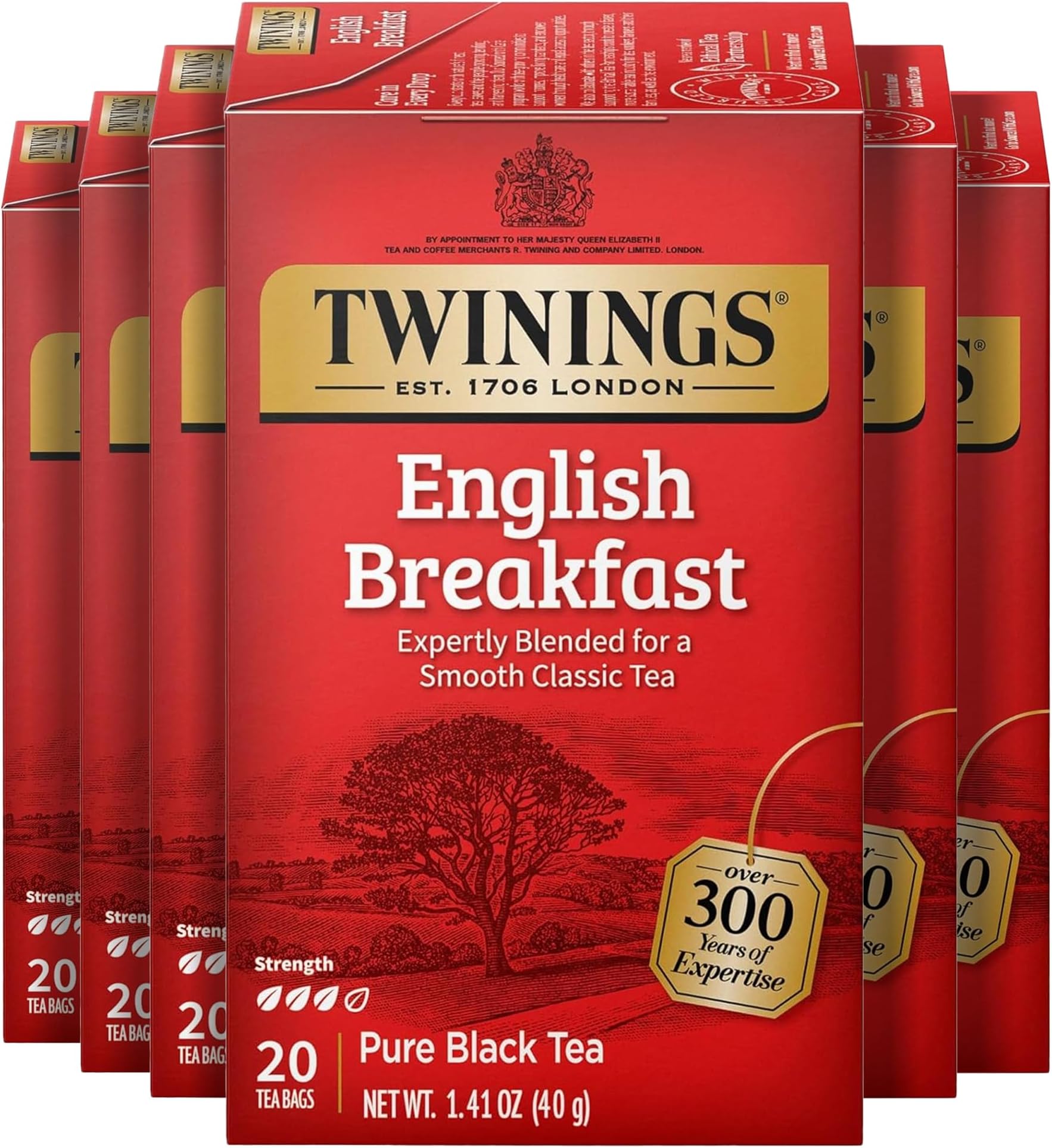 Twinings of London English Breakfast Tea, 20 Count (Pack of 6)