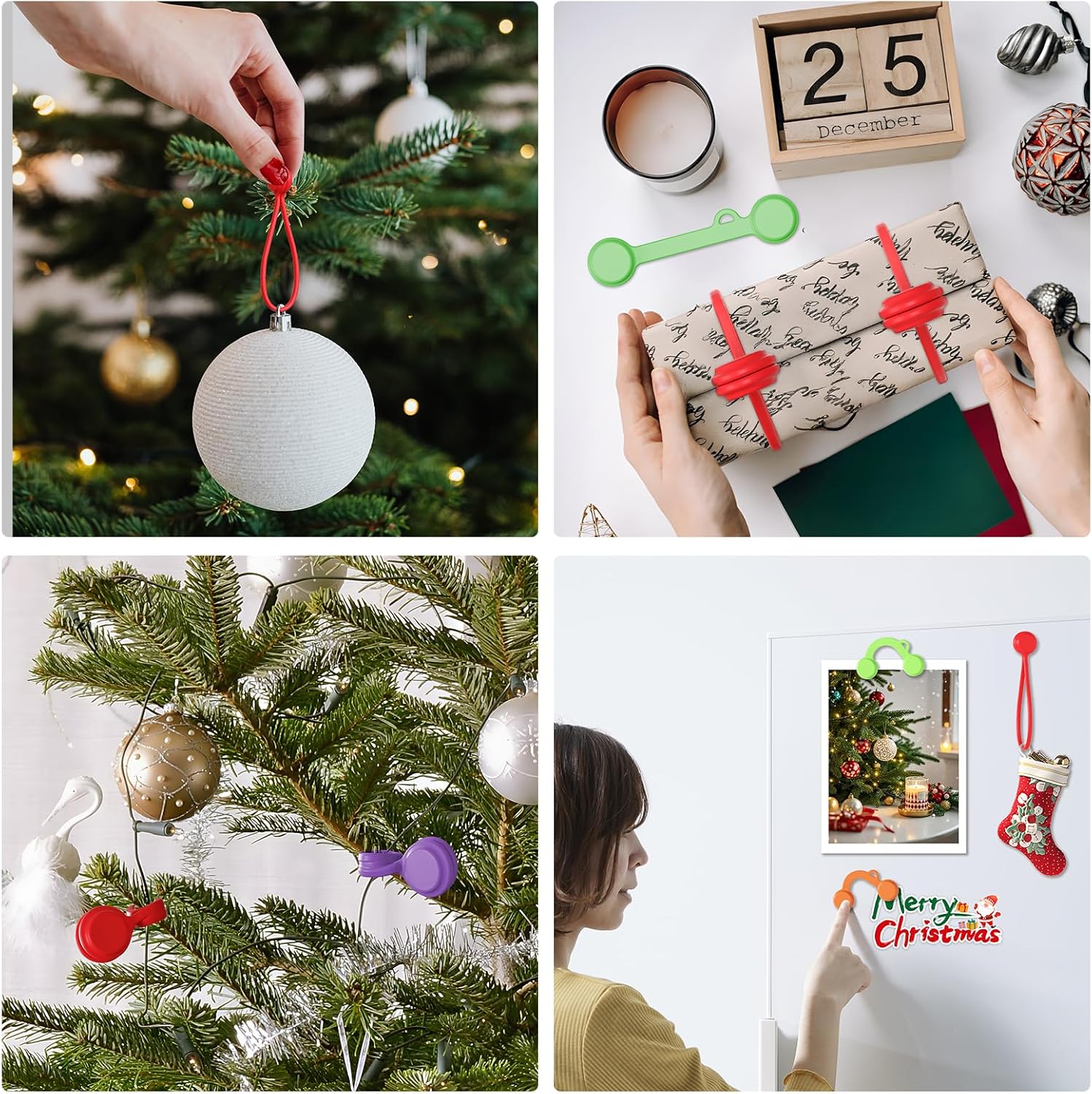 Tounee Reusable Silicone Magnetic Cable Ties - 2 Sizes Combo (4pcs 2.95'' + 4pcs 7.68'') - Multi-Purpose for Cable Bundling, Organizing, Bookmarks & Fridge Magnets - Assorted Colors, 8-Pack - Image 6