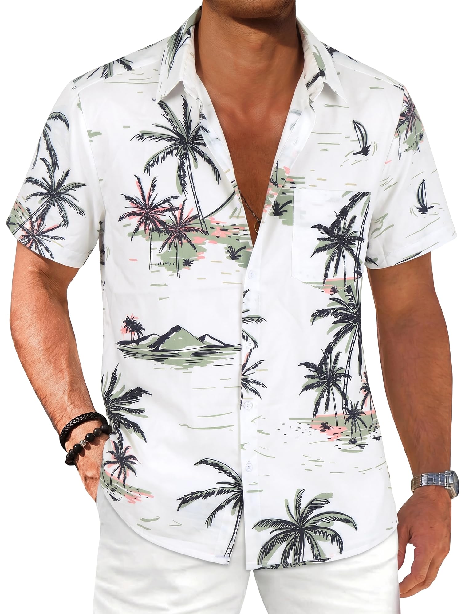 Men's Hawaiian Floral Shirts Button Down Shirts, S - 5XL