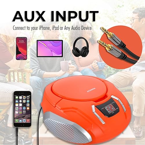 Miniatura 5 de Reproductor de CD con radio AM / FM de Sylvania SRCD261-B, rosa. Anaranjado