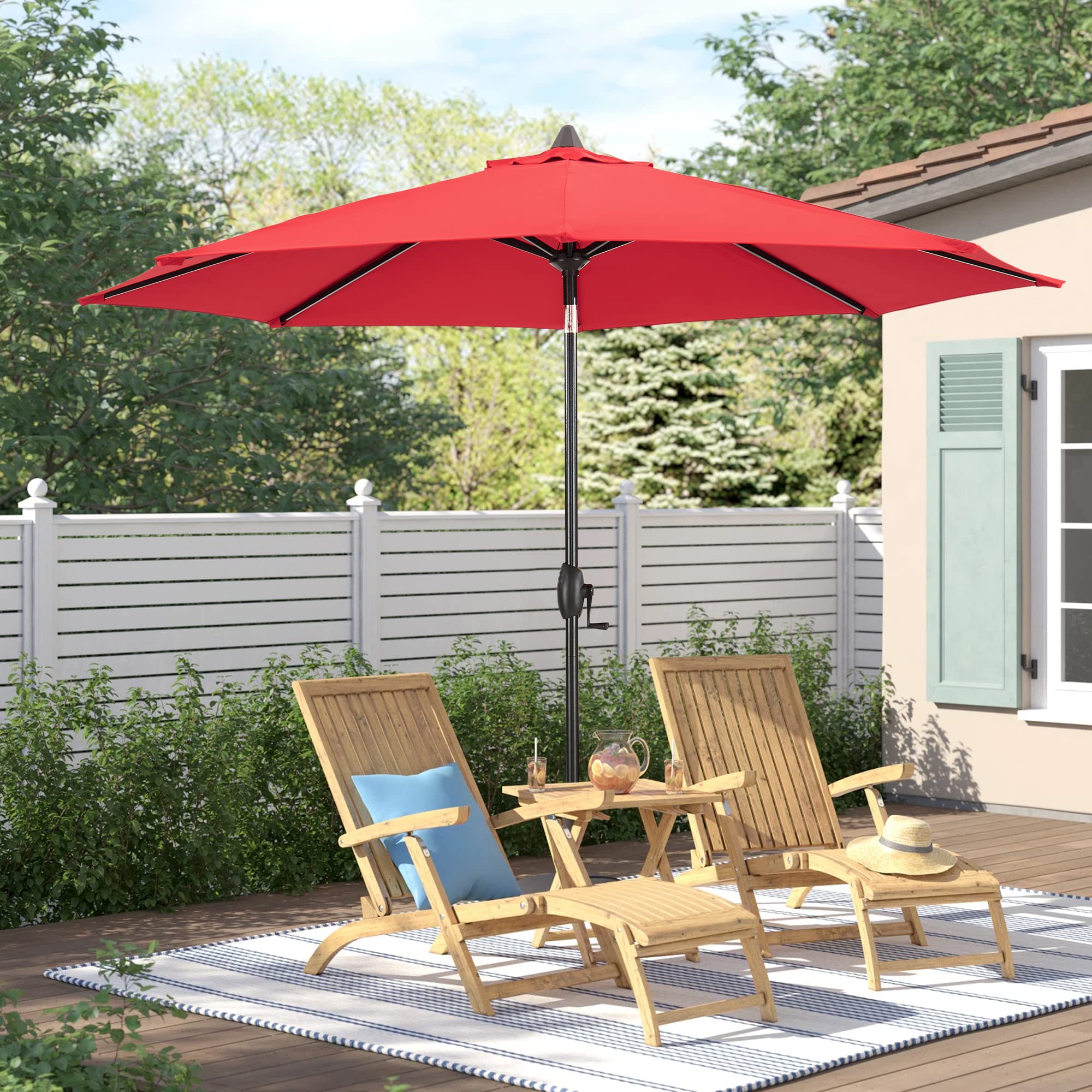 Patio Tree 9Ft Aluminum Market Umbrella Outdoor Patio Table Umbrellas with Ventilation and 5 Years Non-Fading 100% Acrylic Fabric