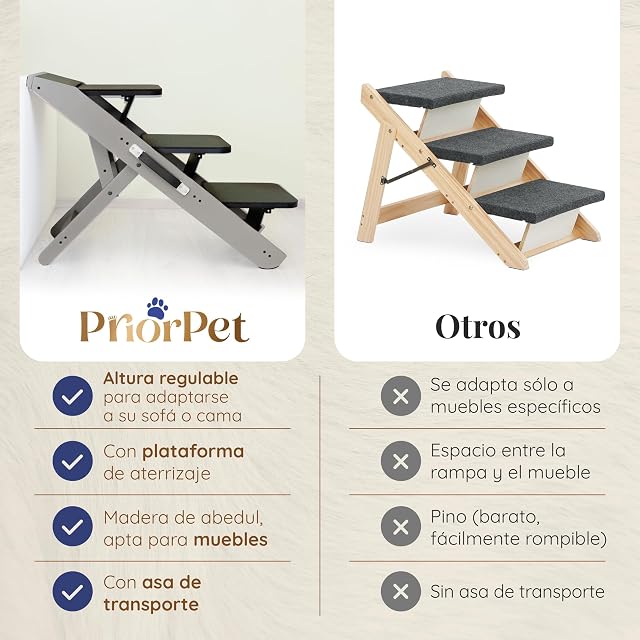 Foto 7 de 8 de Escalones y Rampa para Perros 2-en-1 - Escalera/Rampa Ajustable en Altura para Sofá 18-50 cm