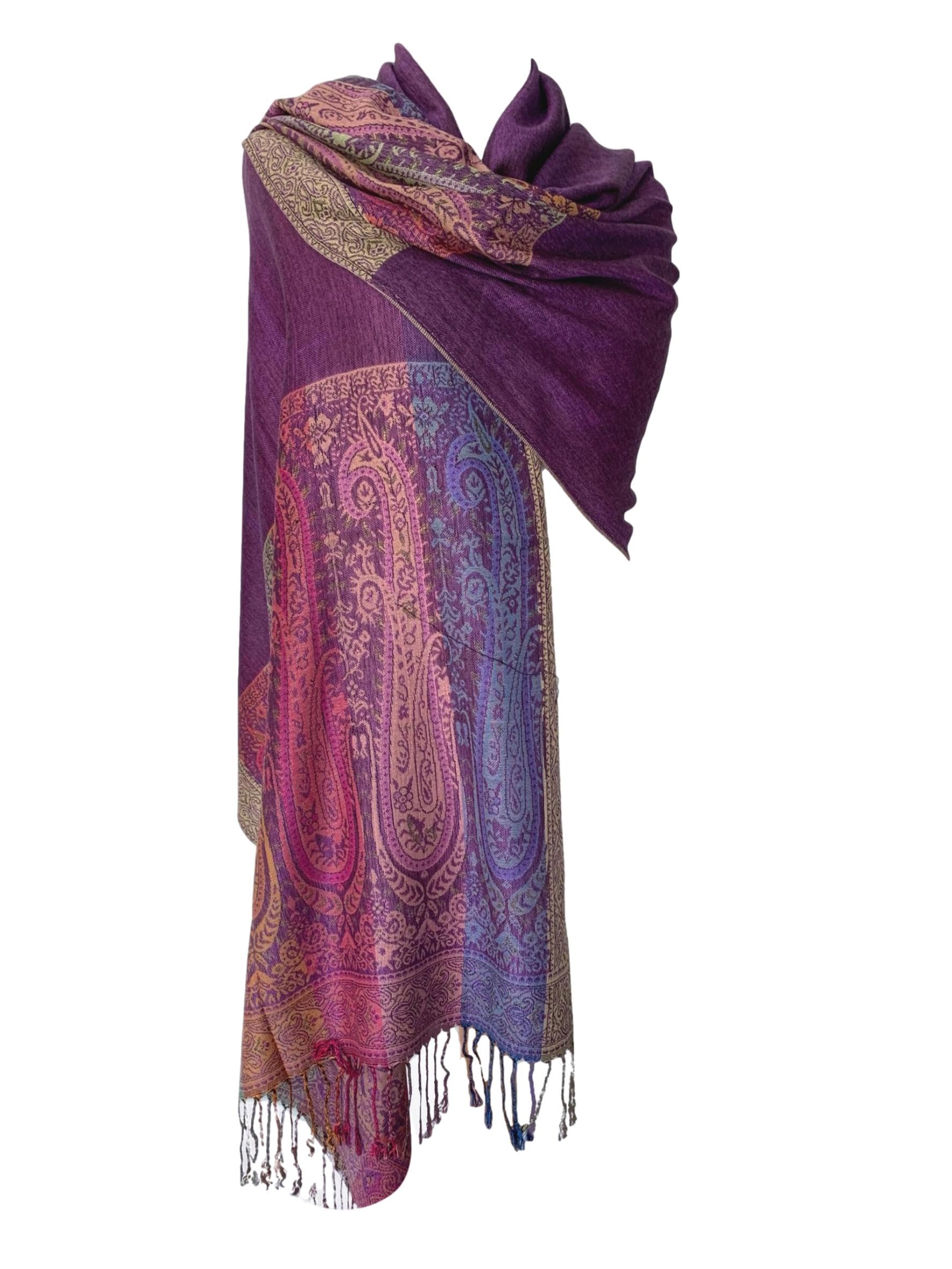 Purple Possum Women's Purple, Violet Purple Possum® Pink Scarf Cerise Fuchsia Orange Blue Floral Shawl Flowers Pashmina Wrap