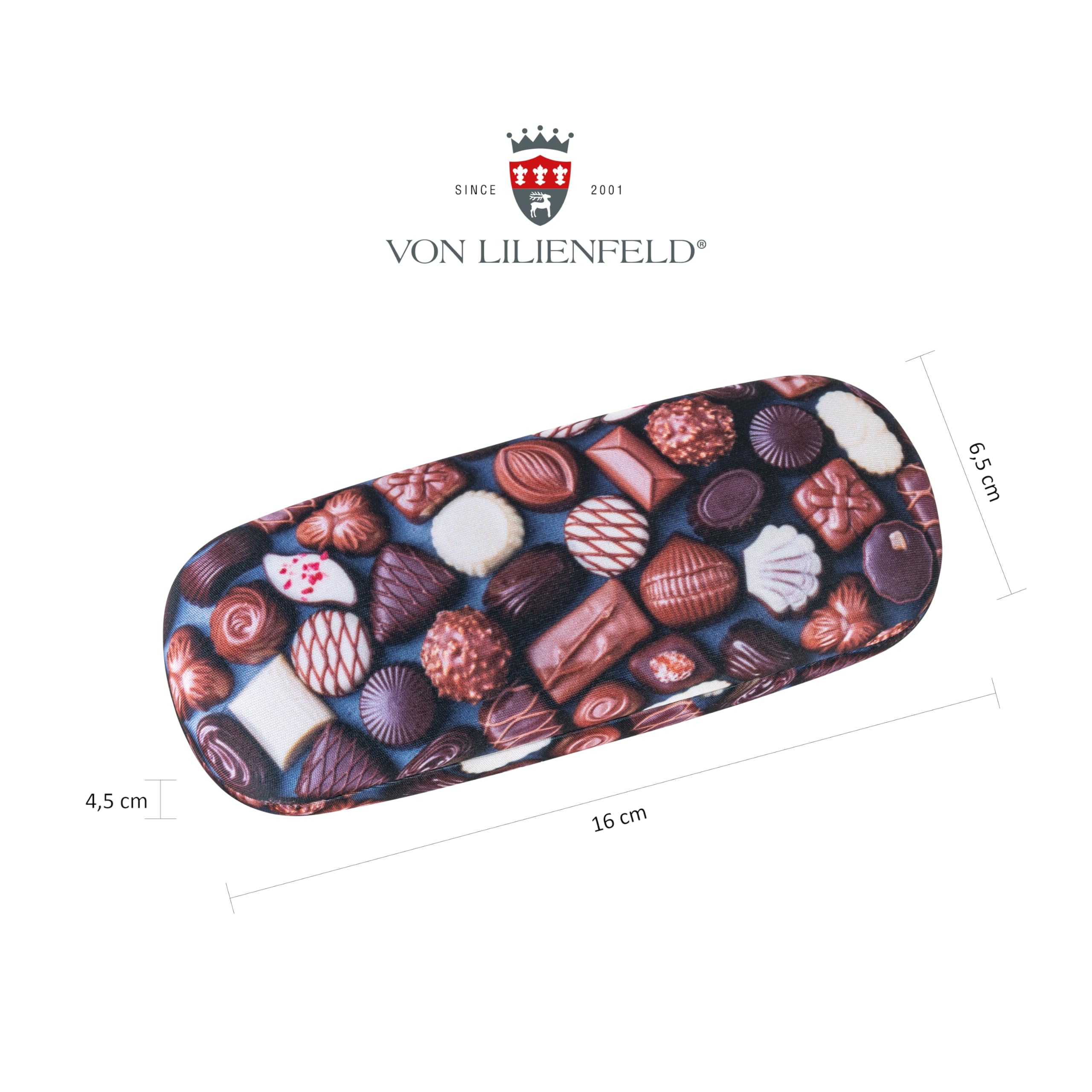 VON LILIENFELD Glasses Case Pralinés Chokolat Dessert Present Cleaning Cloth Spectacle Cases Lightweight Stable Art