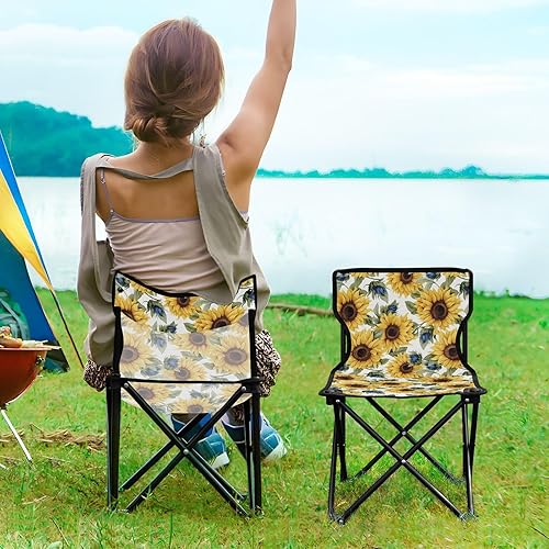 Miniatura 2 de Sillas de camping florales de girasol plegables al aire libre para adultos silla de camping portátil silla de césped ligera 202a4531