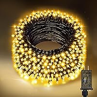 Vista 9 de Nisocy - 200 luces LED de 4 colores para cadenas navideñas, luces de hadas multicolores con cable verde, 8 modos, luces enchufables para árbol